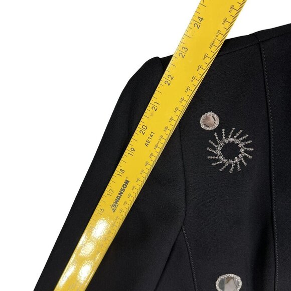 Alberto Makali Caché 8 / M Black Evening Blazer Silver Sunburst Star Embroidery - Picture 10 of 13